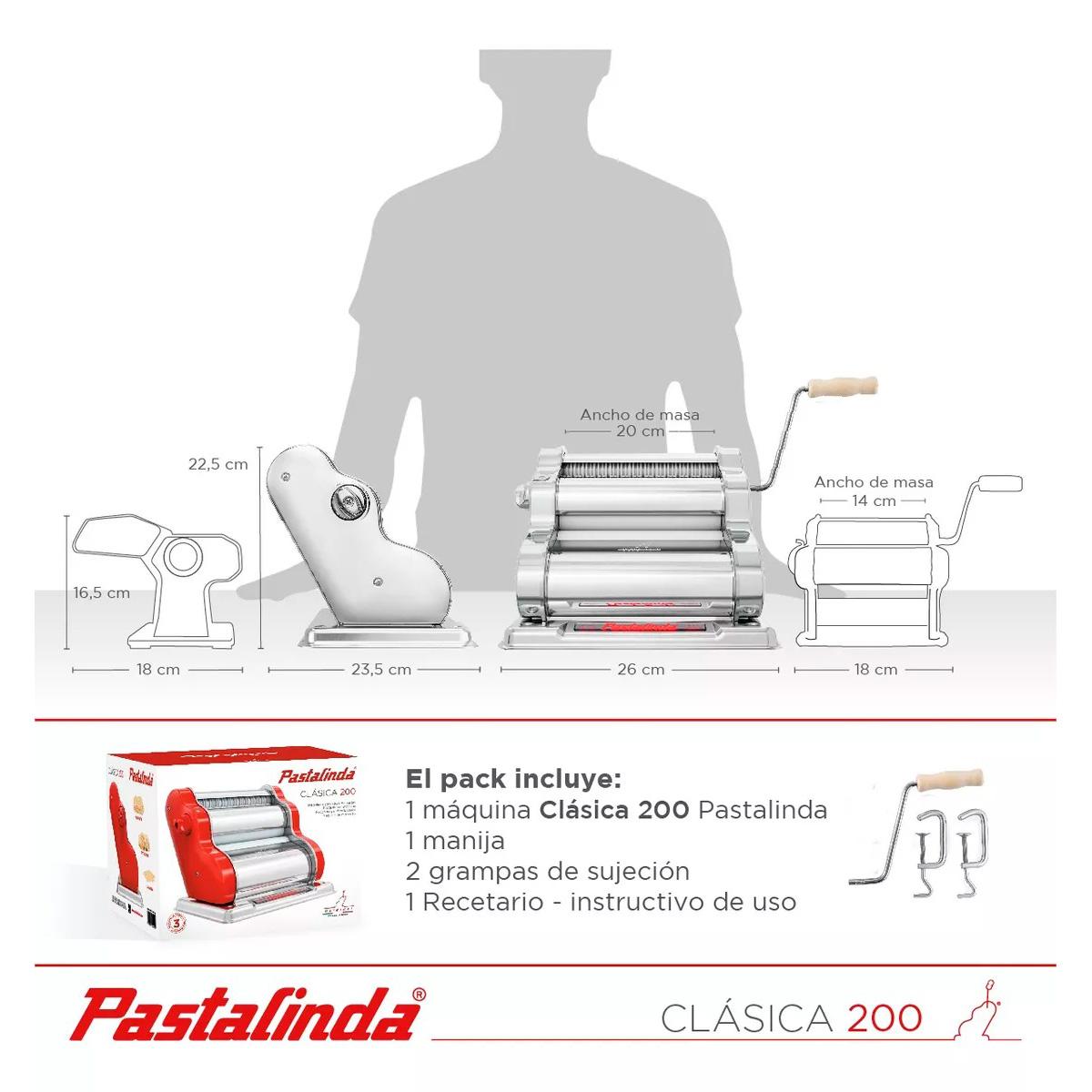 Maquina De Pastas Pastalinda Clásica 200 Roja 20Cm